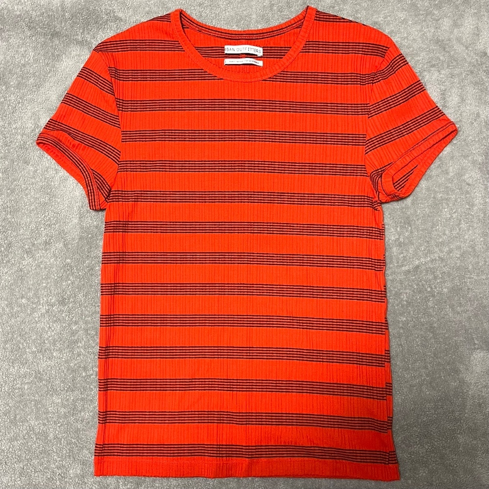 Red Striped Short Sleeve Shirt